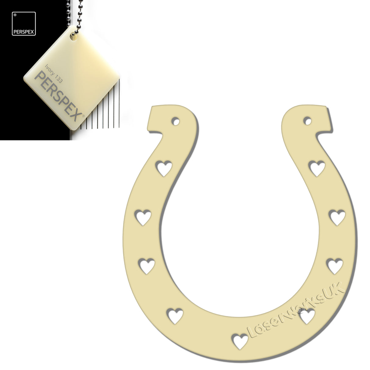 Acrylic Wedding Horseshoe With Hearts Cut Out Border - Laserworksuk