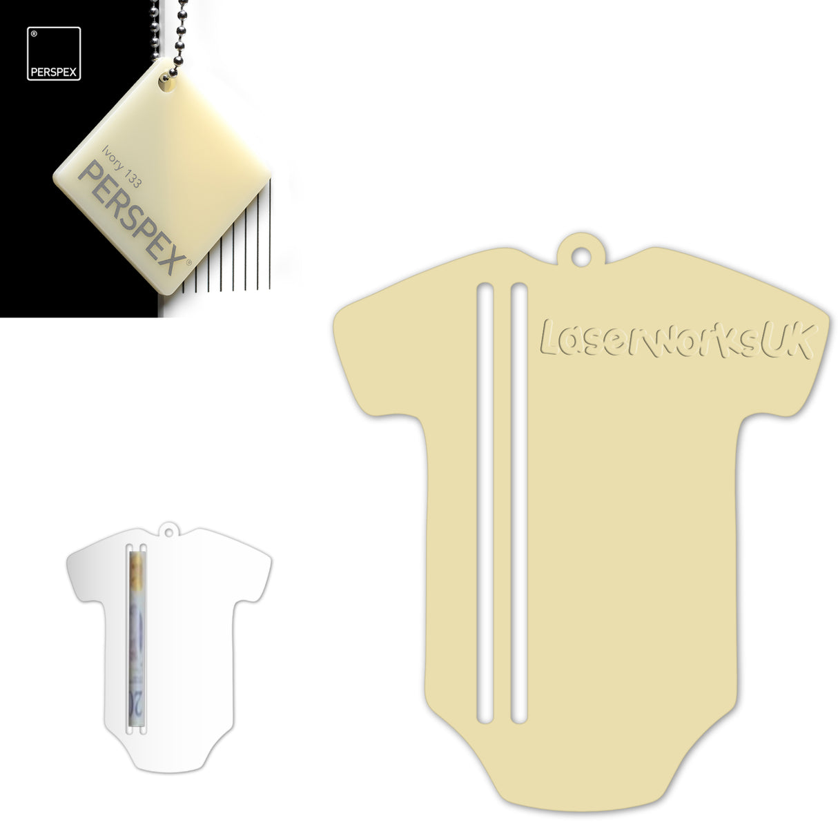 Acrylic Baby Vest - Bodysuit Money Holder Blanks (Pack of 5) - Laserworksuk