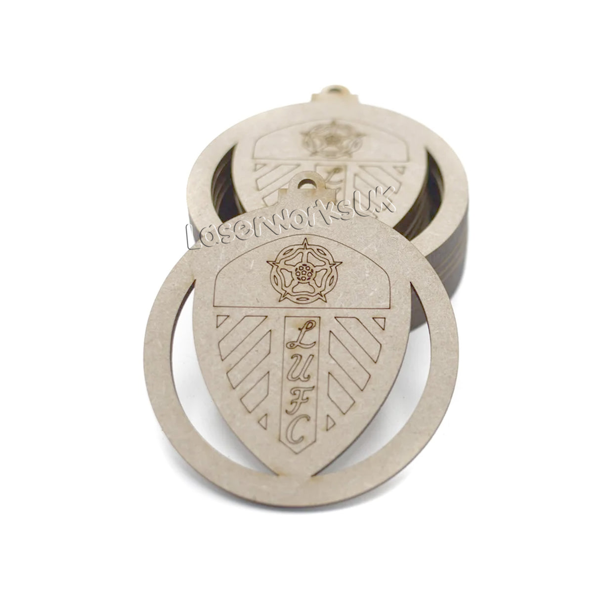Leeds United Christmas Tree Baubles - LUFC - LaserworksUK
