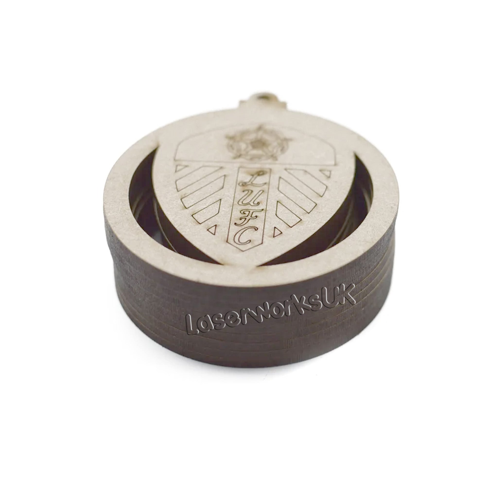Leeds United Christmas Tree Baubles - LUFC - LaserworksUK
