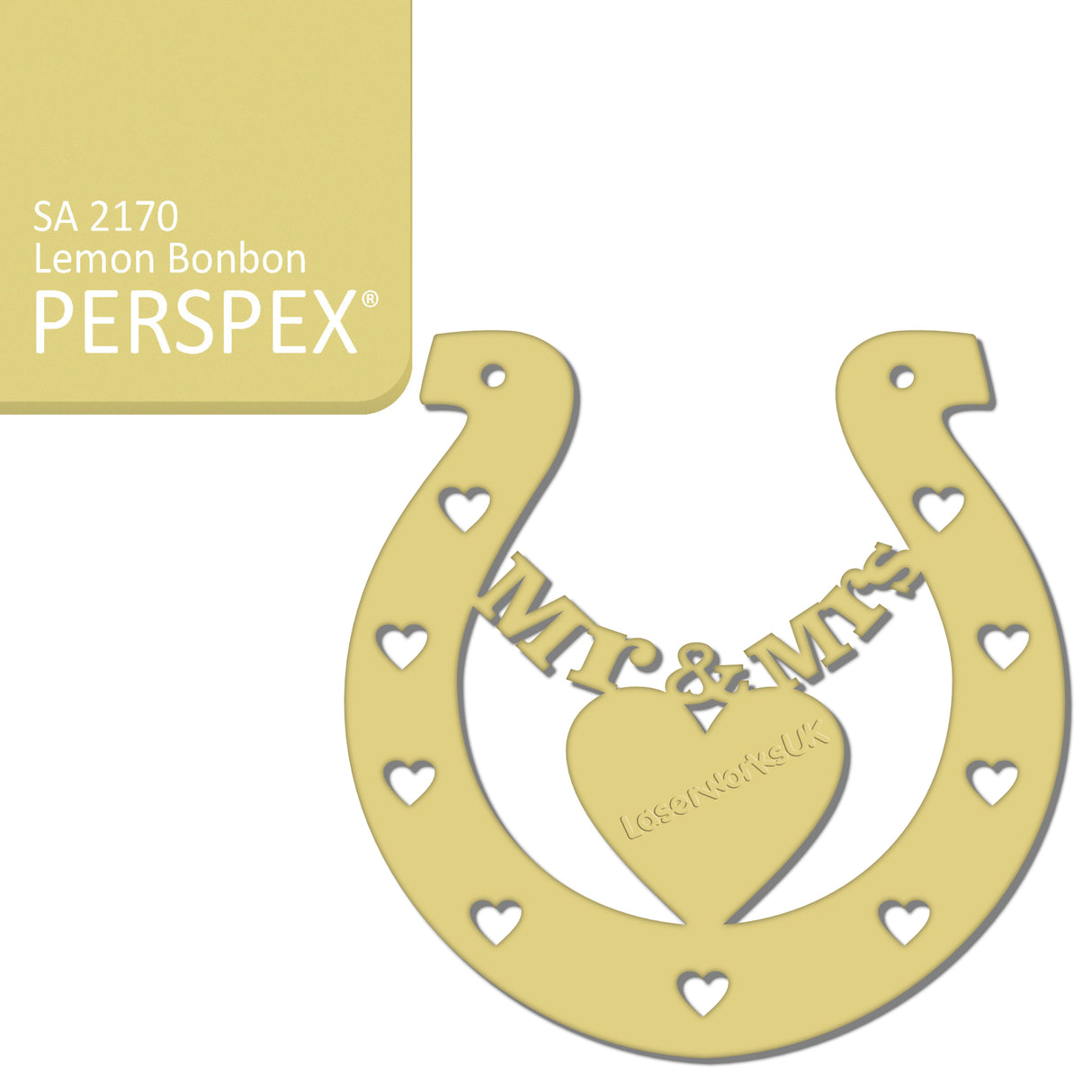 Acrylic Mr & Mrs Horseshoe Blanks - Laserworksuk