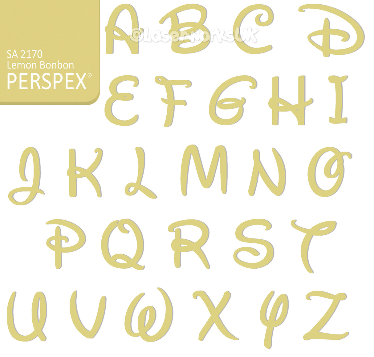 Acrylic Letters - 4cm High - Disney Font Perspex Letters & Numbers - 40 Colours - Laserworksuk