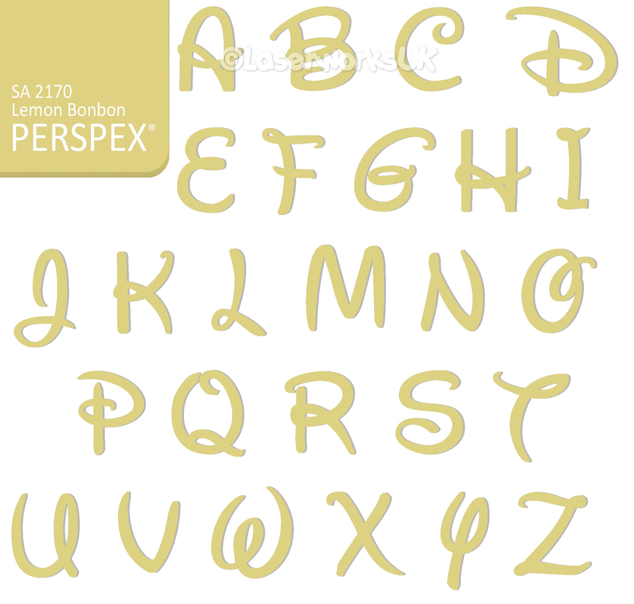Acrylic Letters - 4cm High - Disney Font Perspex Letters & Numbers - 40 Colours - Laserworksuk