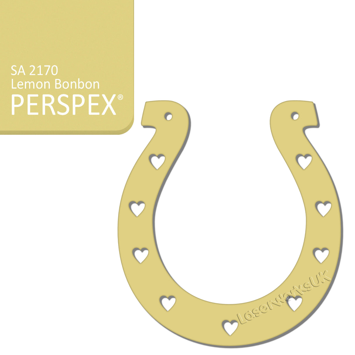 Acrylic Wedding Horseshoe With Hearts Cut Out Border - Laserworksuk