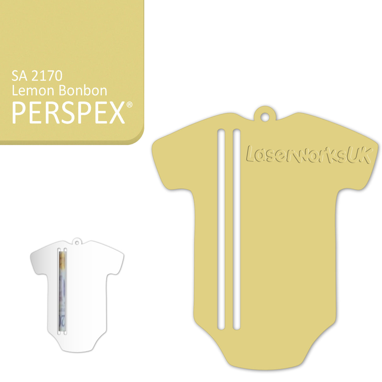 Acrylic Baby Vest - Bodysuit Money Holder Blanks (Pack of 5) - Laserworksuk