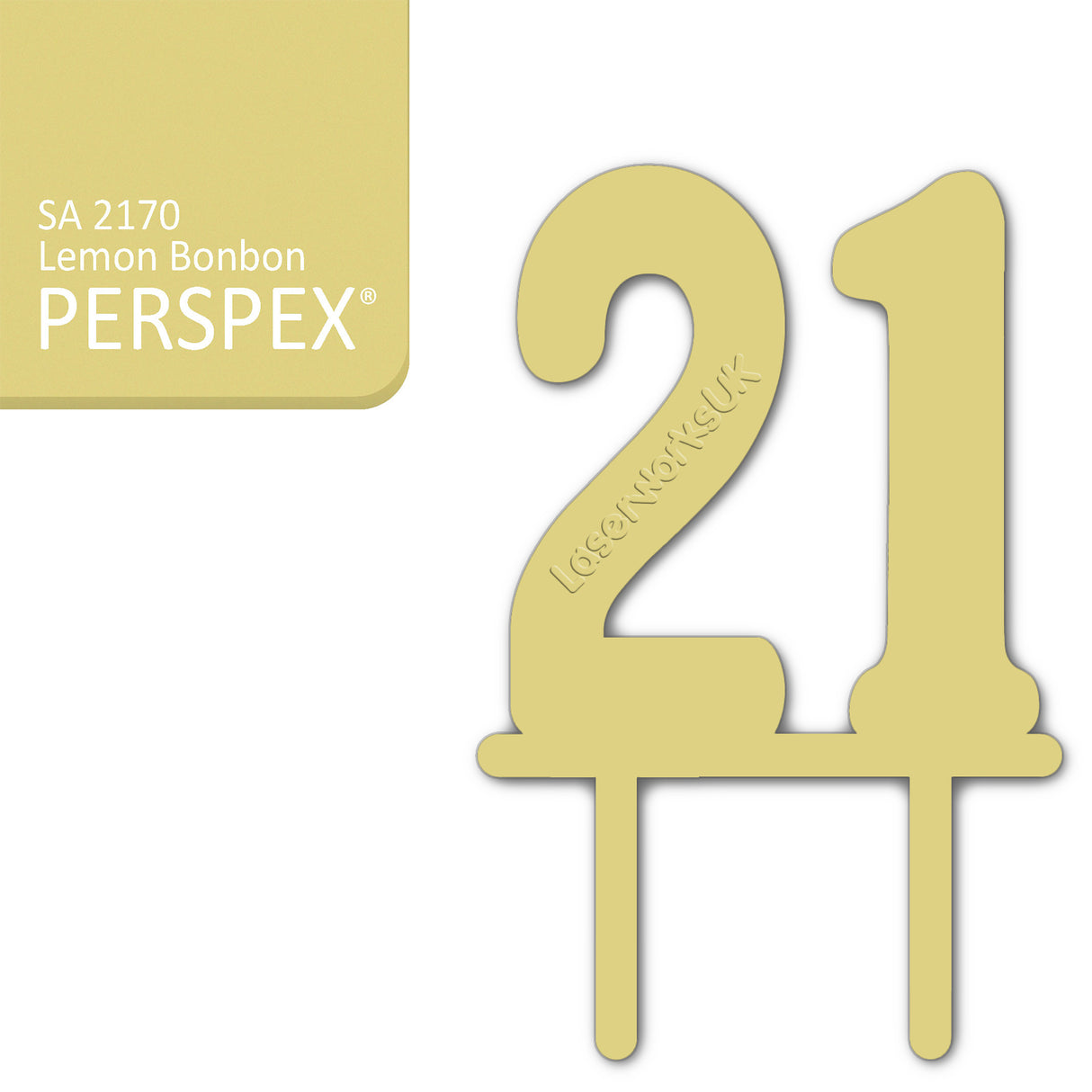 Acrylic Number Twenty One Cake Topper - Laserworksuk