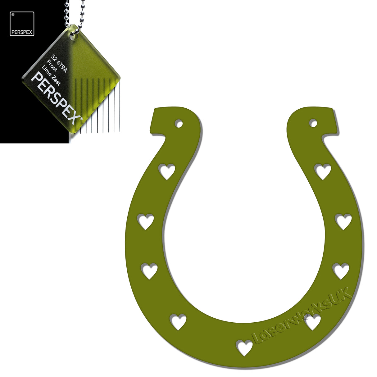 Acrylic Wedding Horseshoe With Hearts Cut Out Border - Laserworksuk