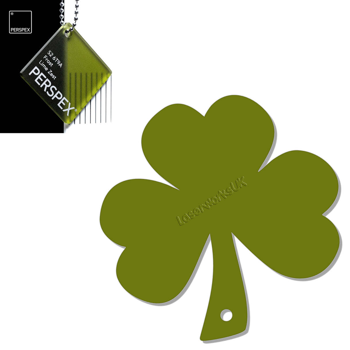 Acrylic Shamrock Keyring - St Patricks Day Clover - Laserworksuk