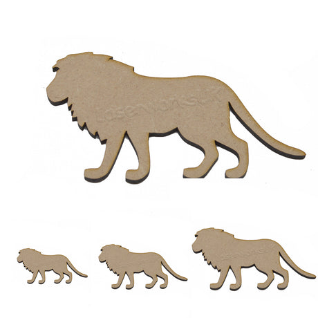 Wooden Lion MDF Safari Animal Craft Shapes - LaserworksUK