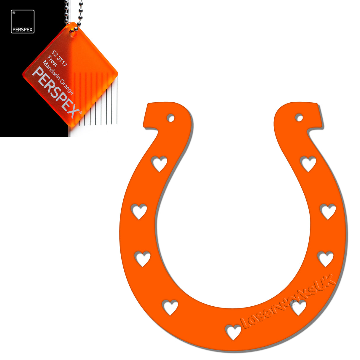 Acrylic Wedding Horseshoe With Hearts Cut Out Border - Laserworksuk