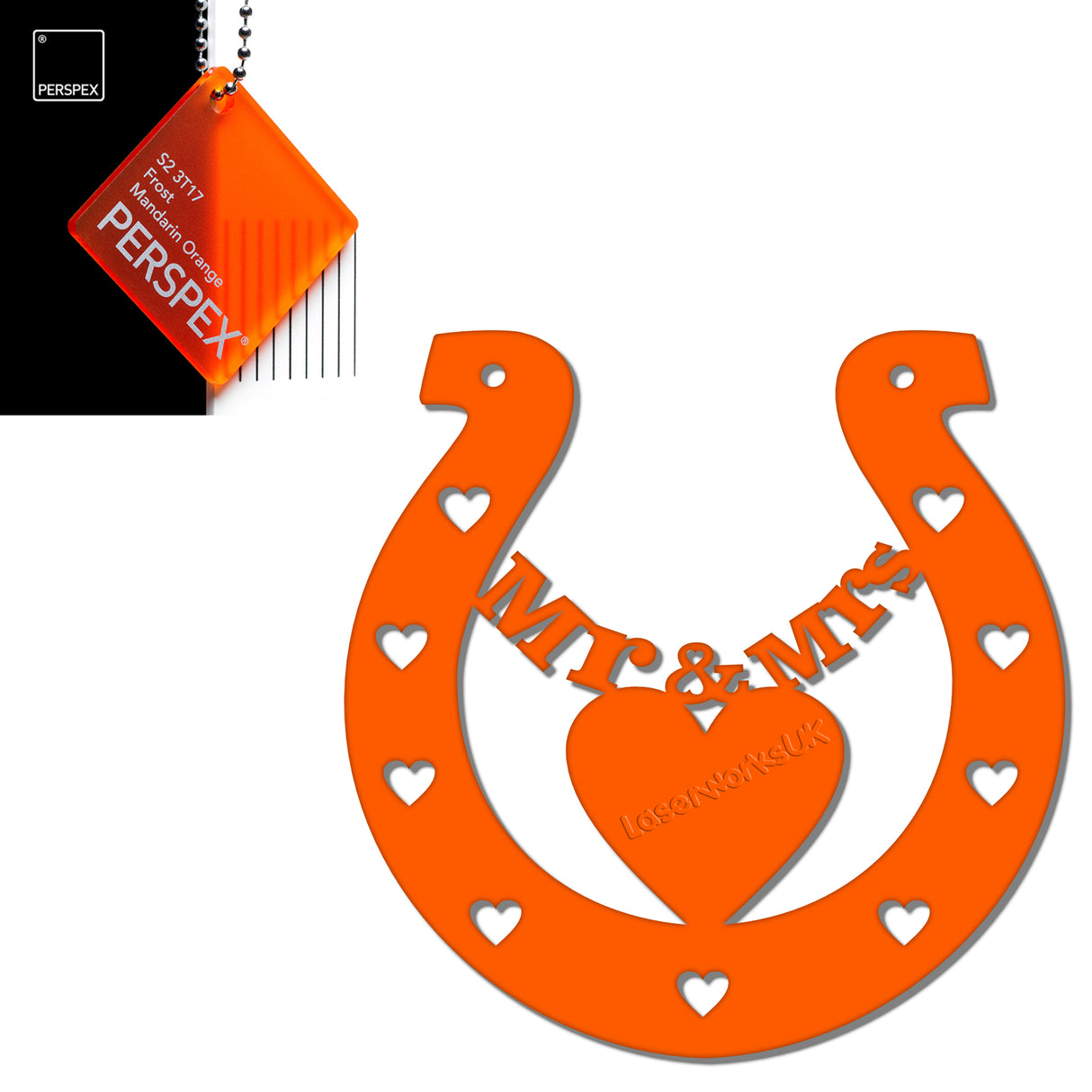 Acrylic Mr & Mrs Horseshoe Blanks - Laserworksuk