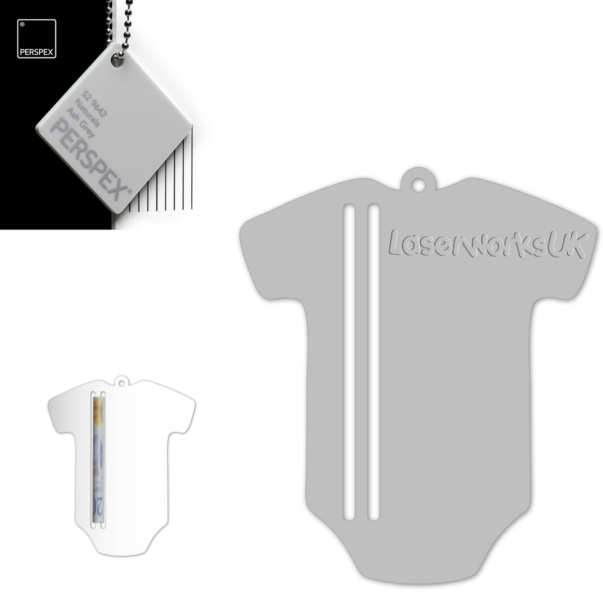 Acrylic Baby Vest - Bodysuit Money Holder Blanks (Pack of 5) - Laserworksuk