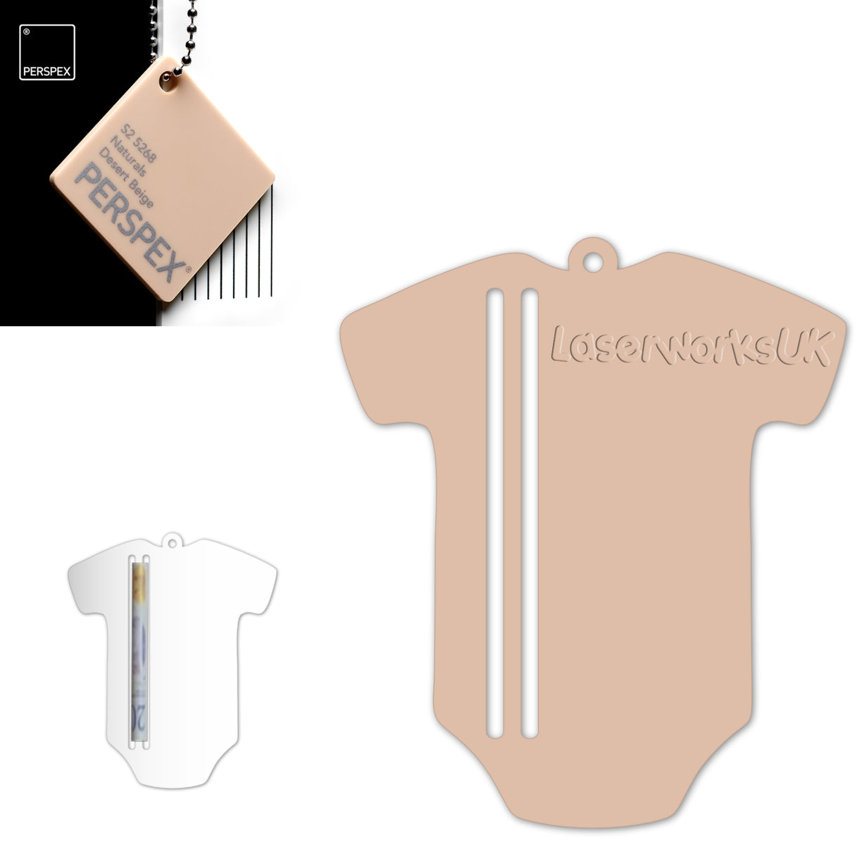 Acrylic Baby Vest - Bodysuit Money Holder Blanks (Pack of 5) - Laserworksuk