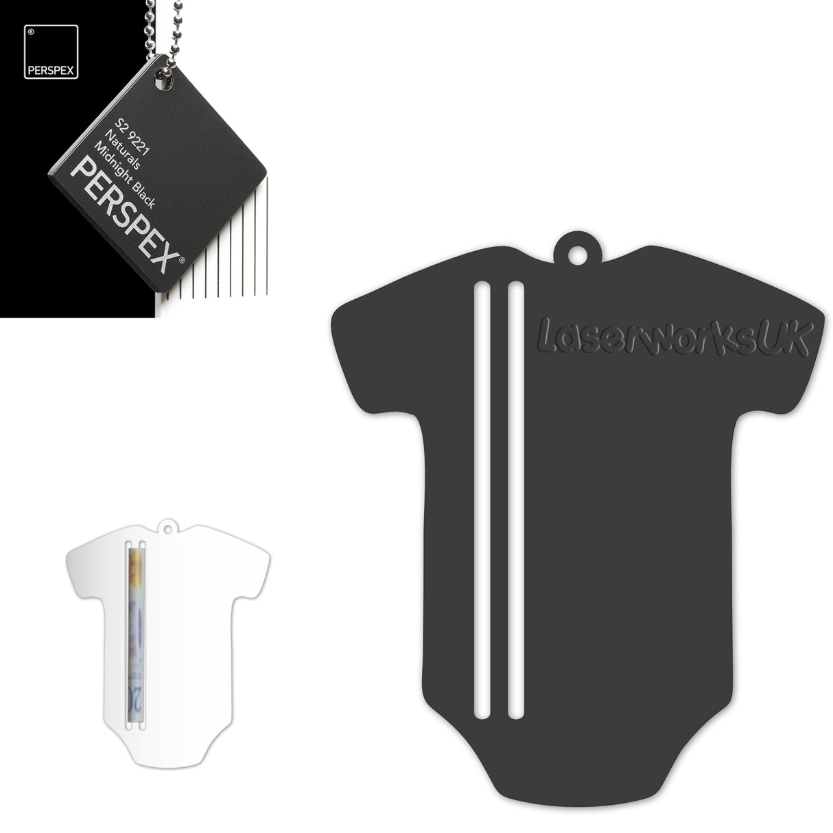 Acrylic Baby Vest - Bodysuit Money Holder Blanks (Pack of 5) - Laserworksuk