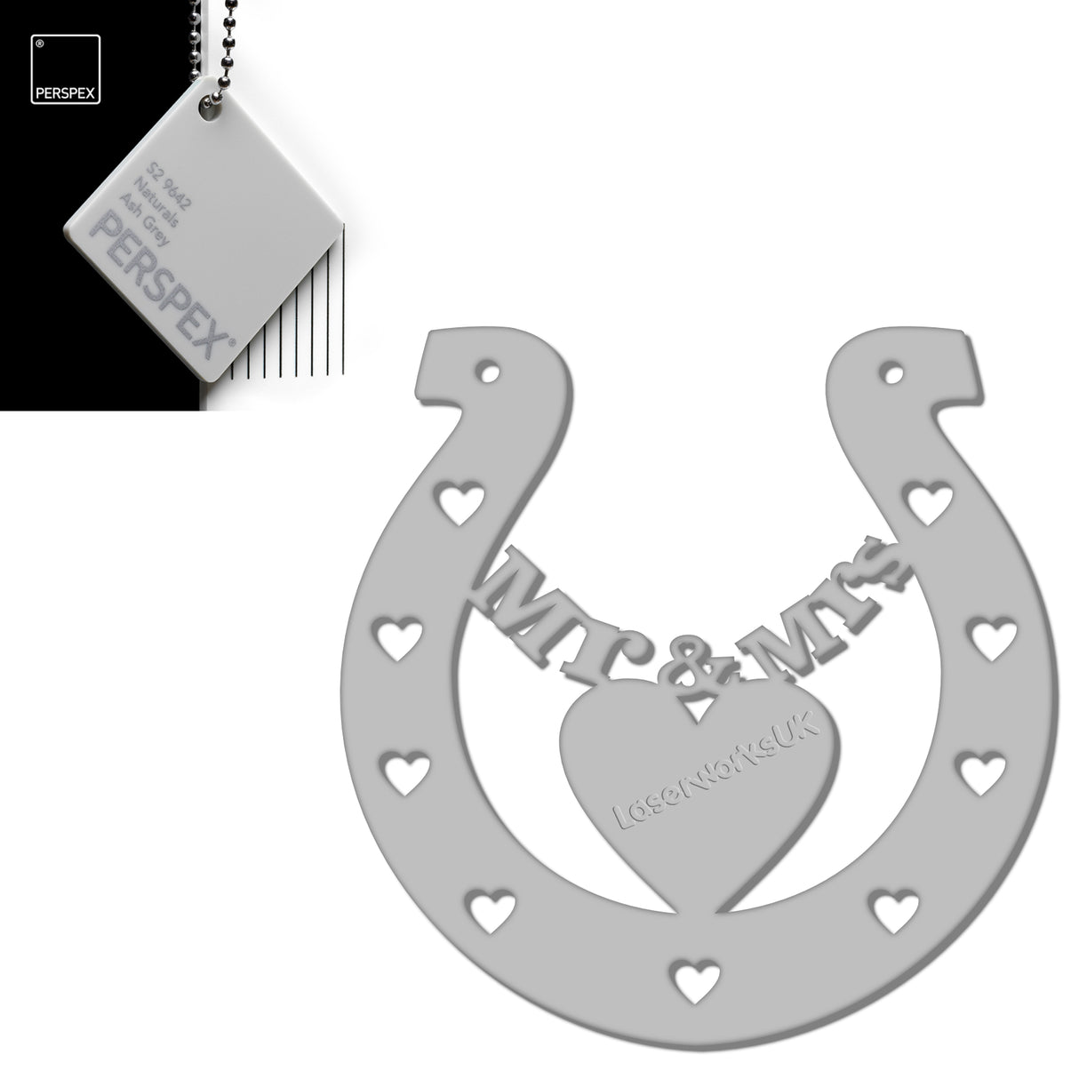 Acrylic Mr & Mrs Horseshoe Blanks - Laserworksuk