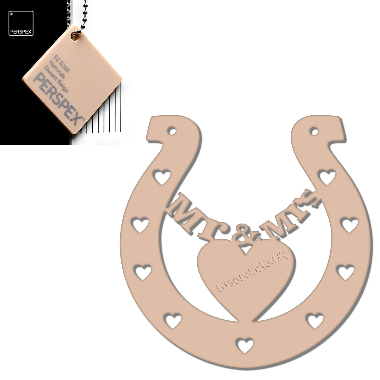 Acrylic Mr & Mrs Horseshoe Blanks - Laserworksuk