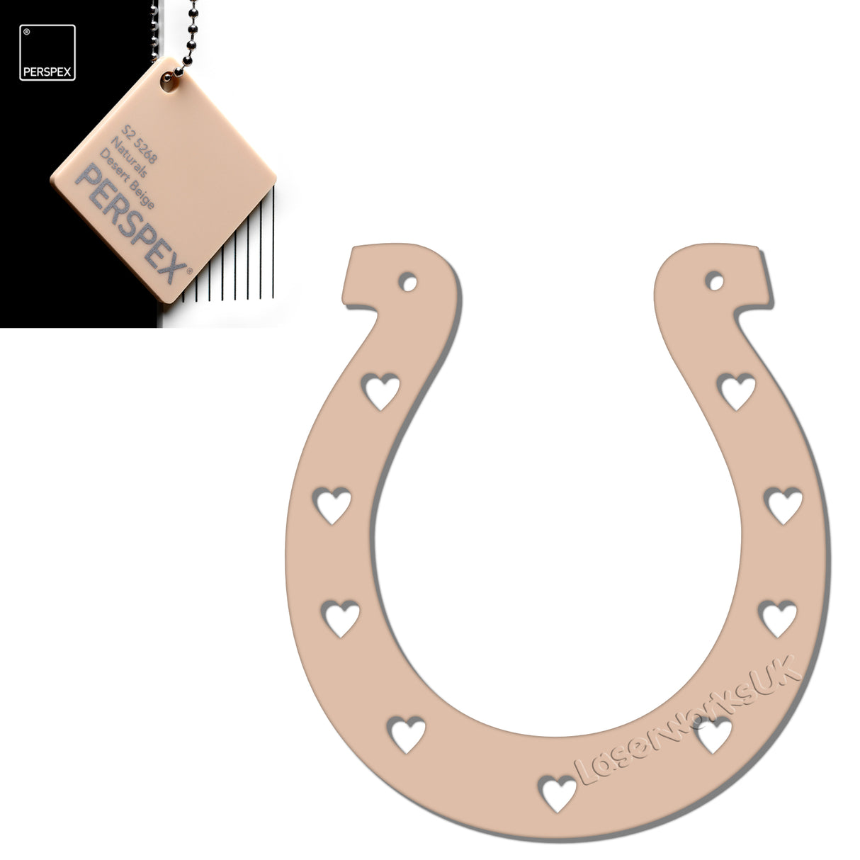 Acrylic Wedding Horseshoe With Hearts Cut Out Border - Laserworksuk