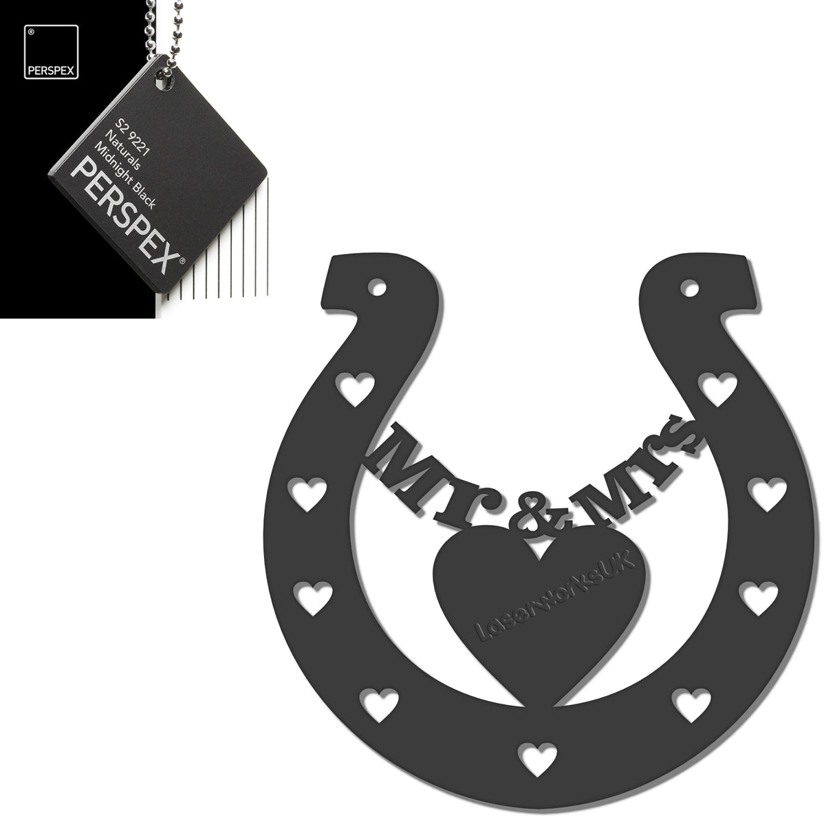 Acrylic Mr & Mrs Horseshoe Blanks - Laserworksuk