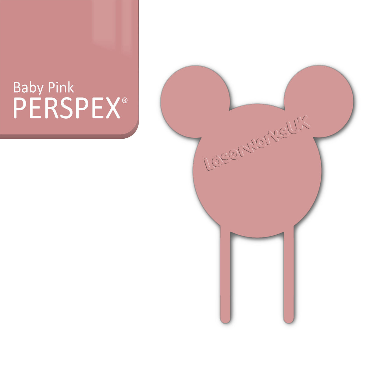 Acrylic Mouse Head Cake Topper (17cm Pack of 3) - Laserworksuk