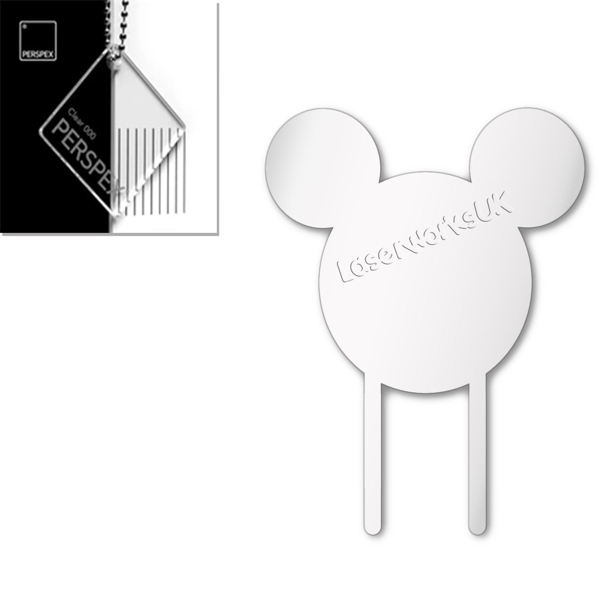 Acrylic Mouse Head Cake Topper (17cm Pack of 3) - Laserworksuk
