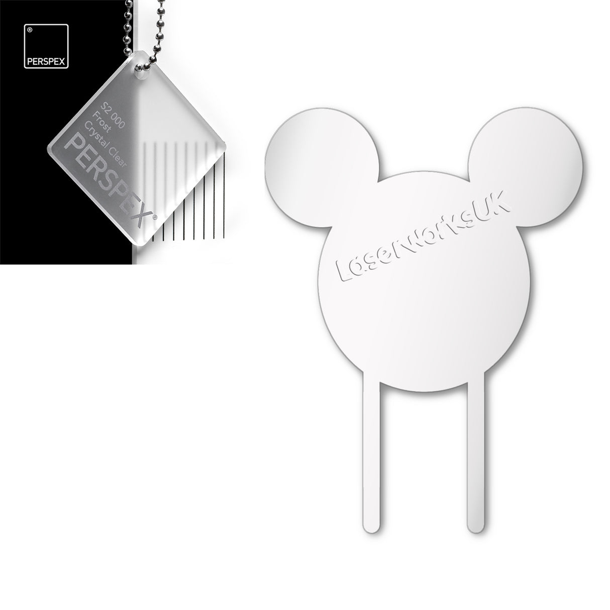 Acrylic Mouse Head Cake Topper (17cm Pack of 3) - Laserworksuk