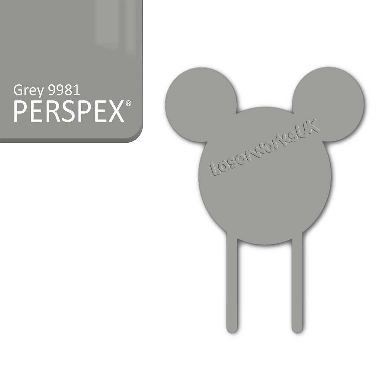 Acrylic Mouse Head Cake Topper (17cm Pack of 3) - Laserworksuk