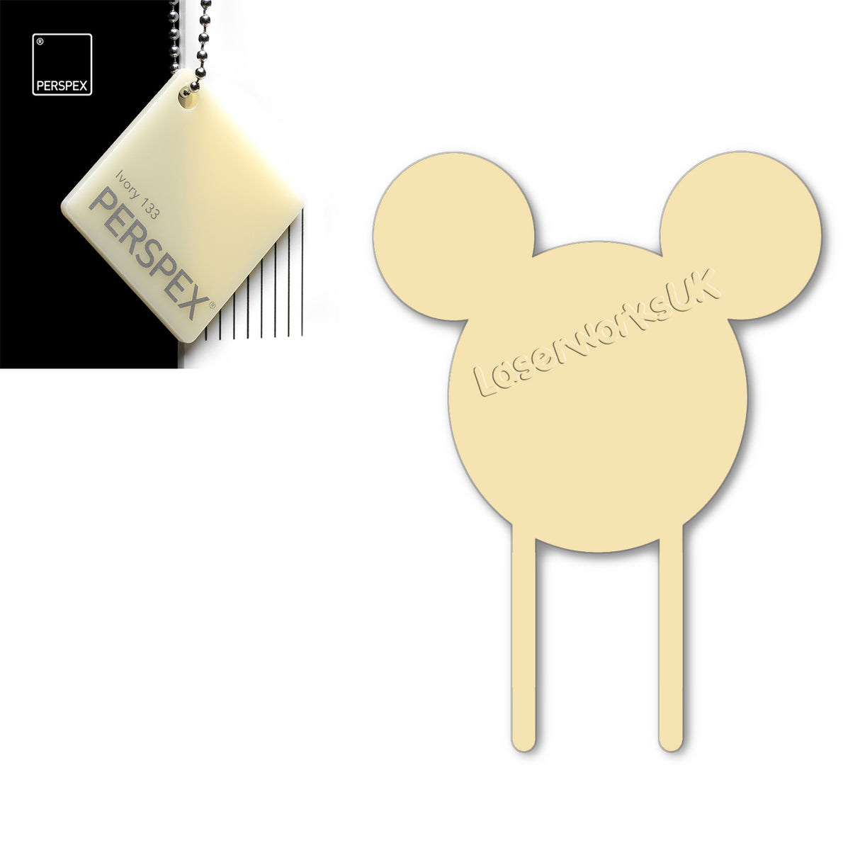 Acrylic Mouse Head Cake Topper (17cm Pack of 3) - Laserworksuk