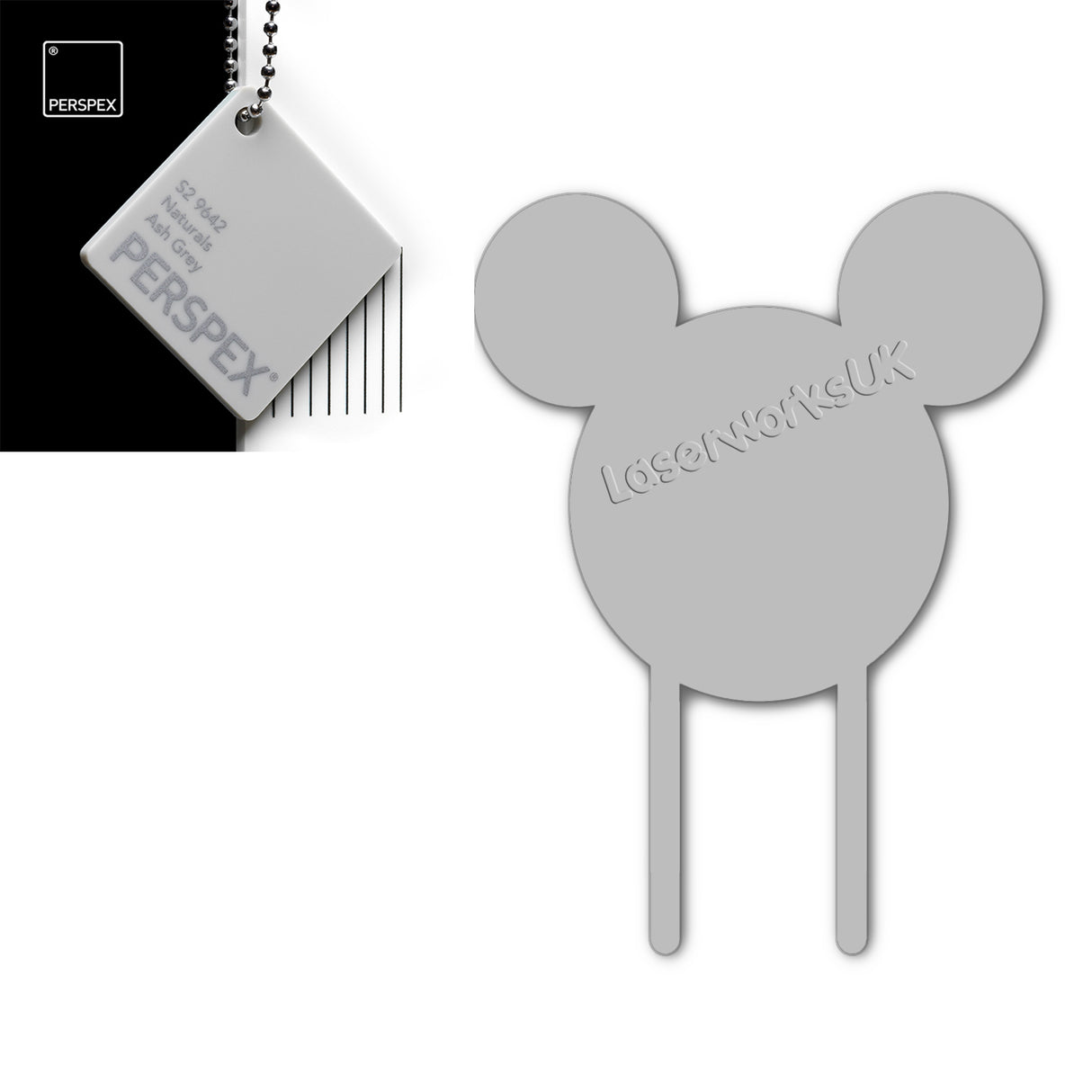 Acrylic Mouse Head Cake Topper (17cm Pack of 3) - Laserworksuk