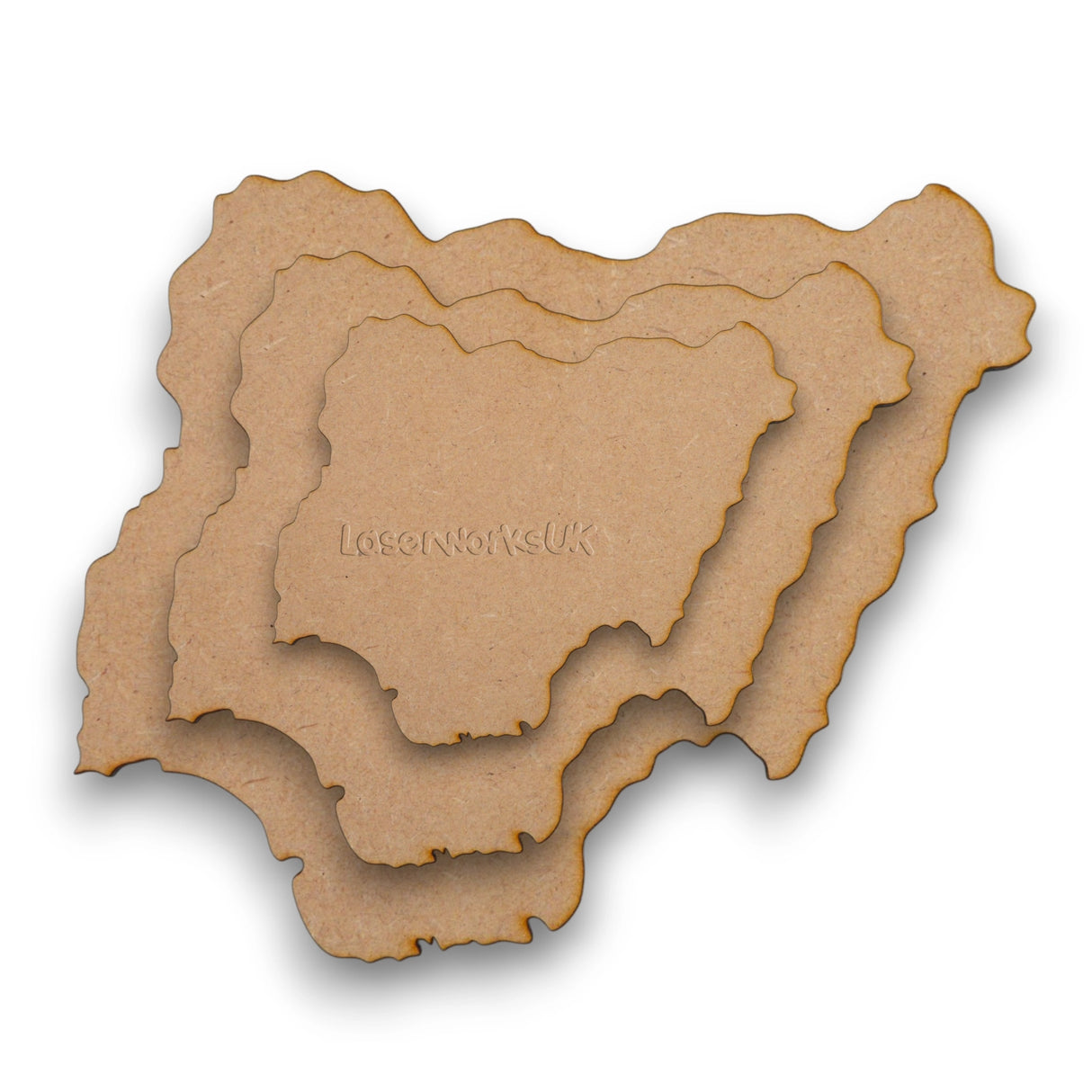Wooden Nigeria Map - Nigerian Map Shapes - LaserworksUK