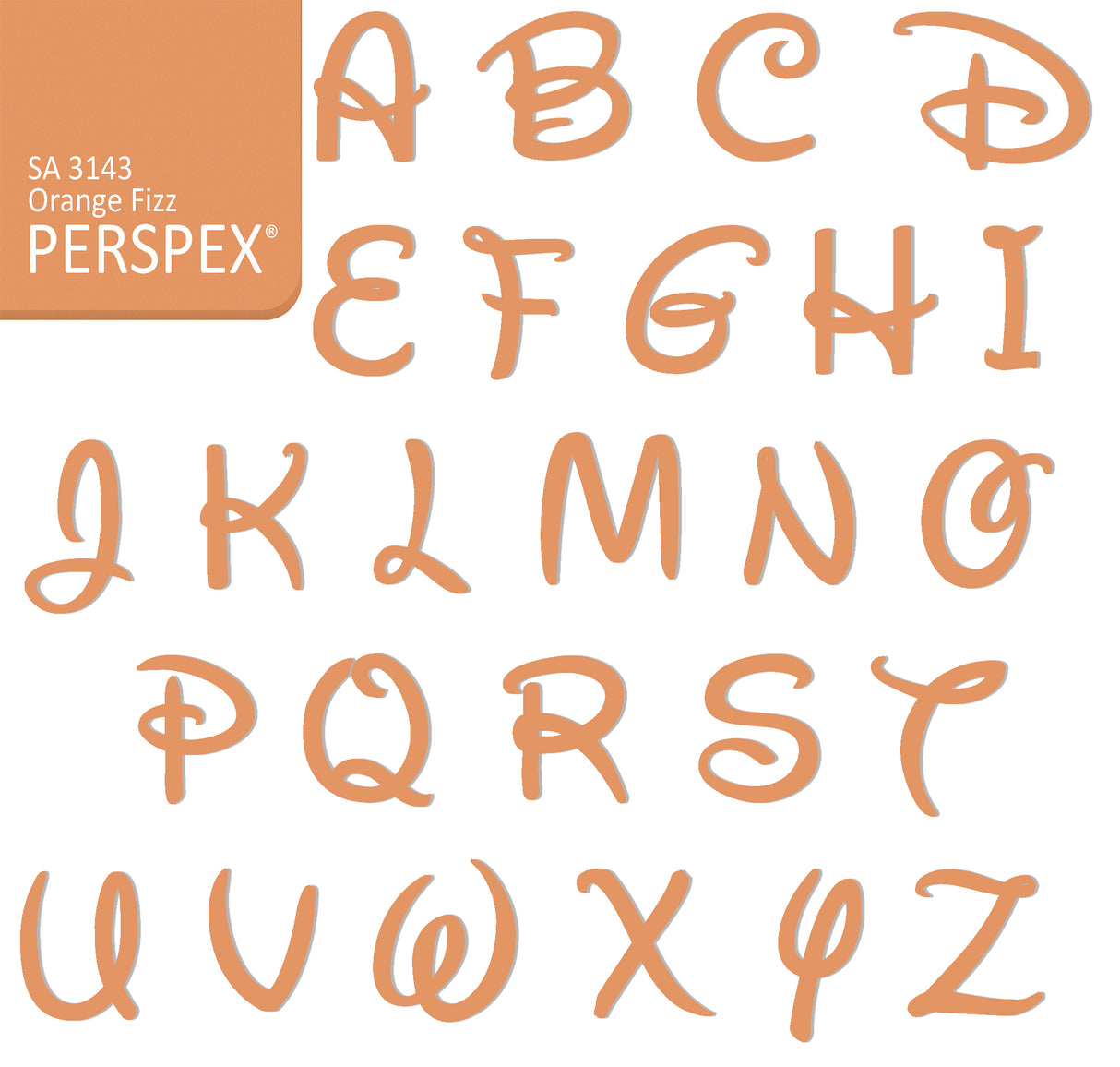 Acrylic Letters - 4cm High - Disney Font Perspex Letters & Numbers - 40 Colours - Laserworksuk