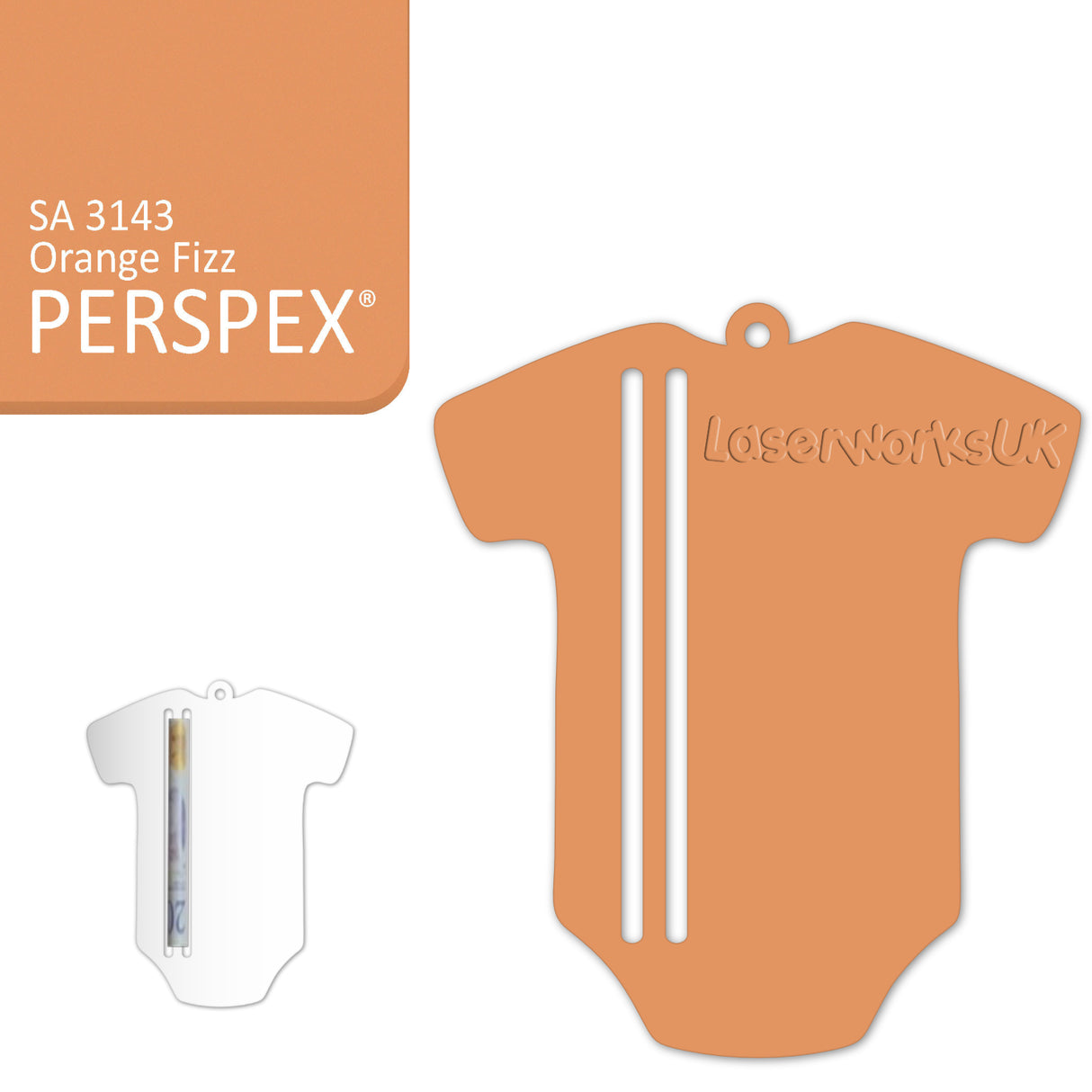 Acrylic Baby Vest - Bodysuit Money Holder Blanks (Pack of 5) - Laserworksuk