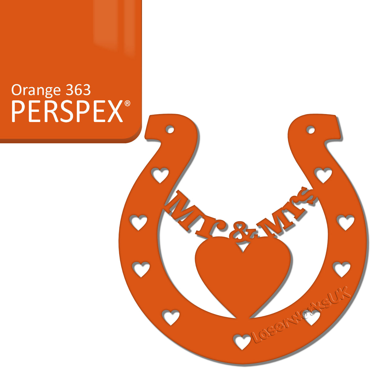 Acrylic Mr & Mrs Horseshoe Blanks - Laserworksuk