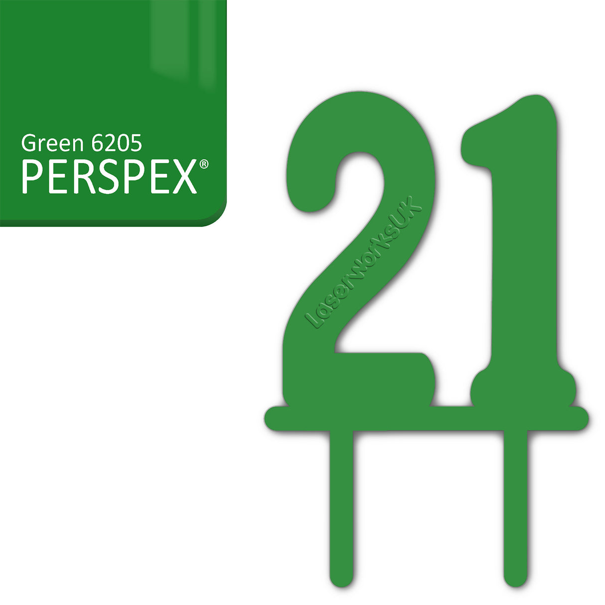 Acrylic Number Twenty One Cake Topper - Laserworksuk