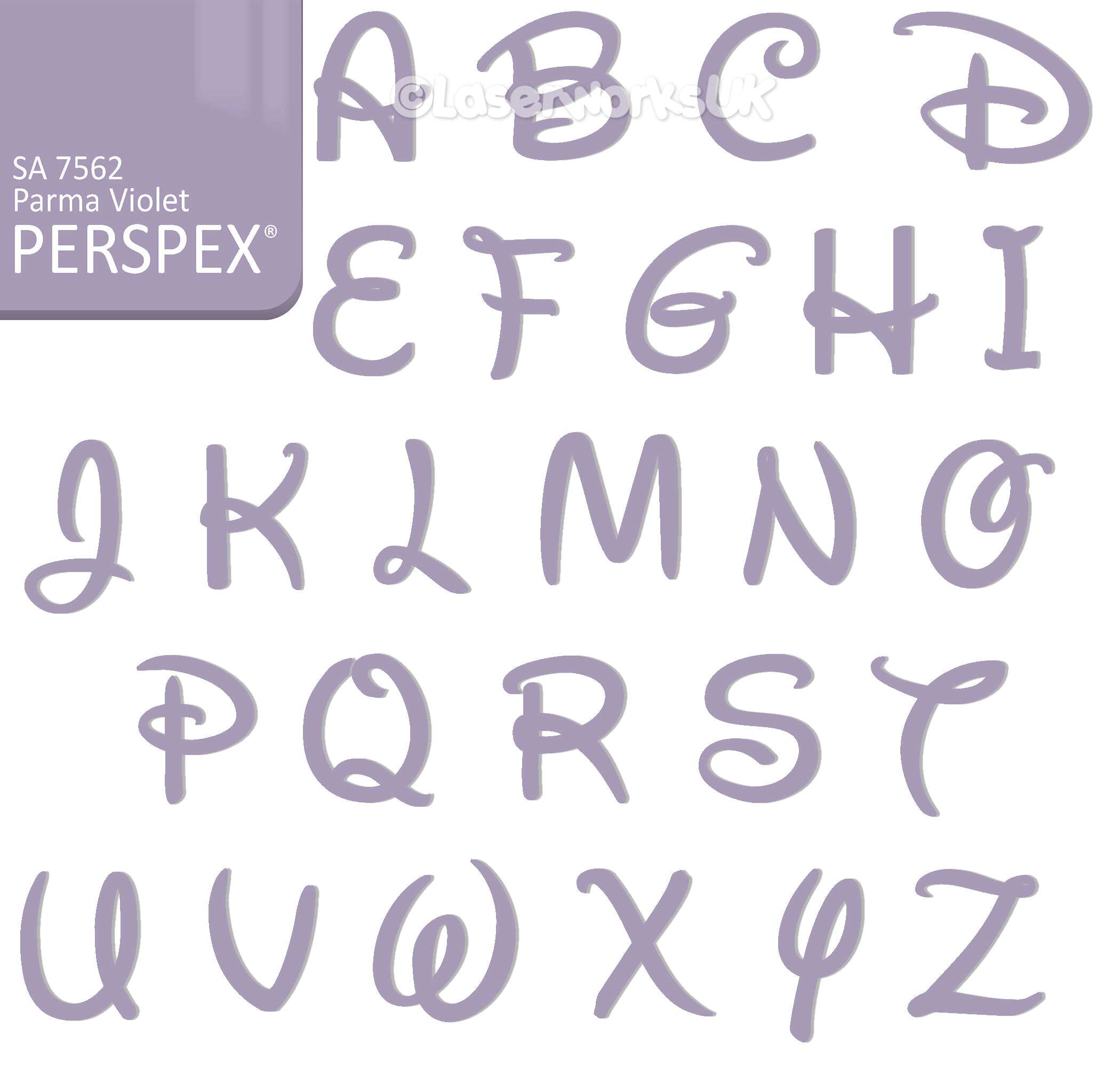 Acrylic Letters - 4cm High - Disney Font Perspex Letters & Numbers - 40 Colours - Laserworksuk
