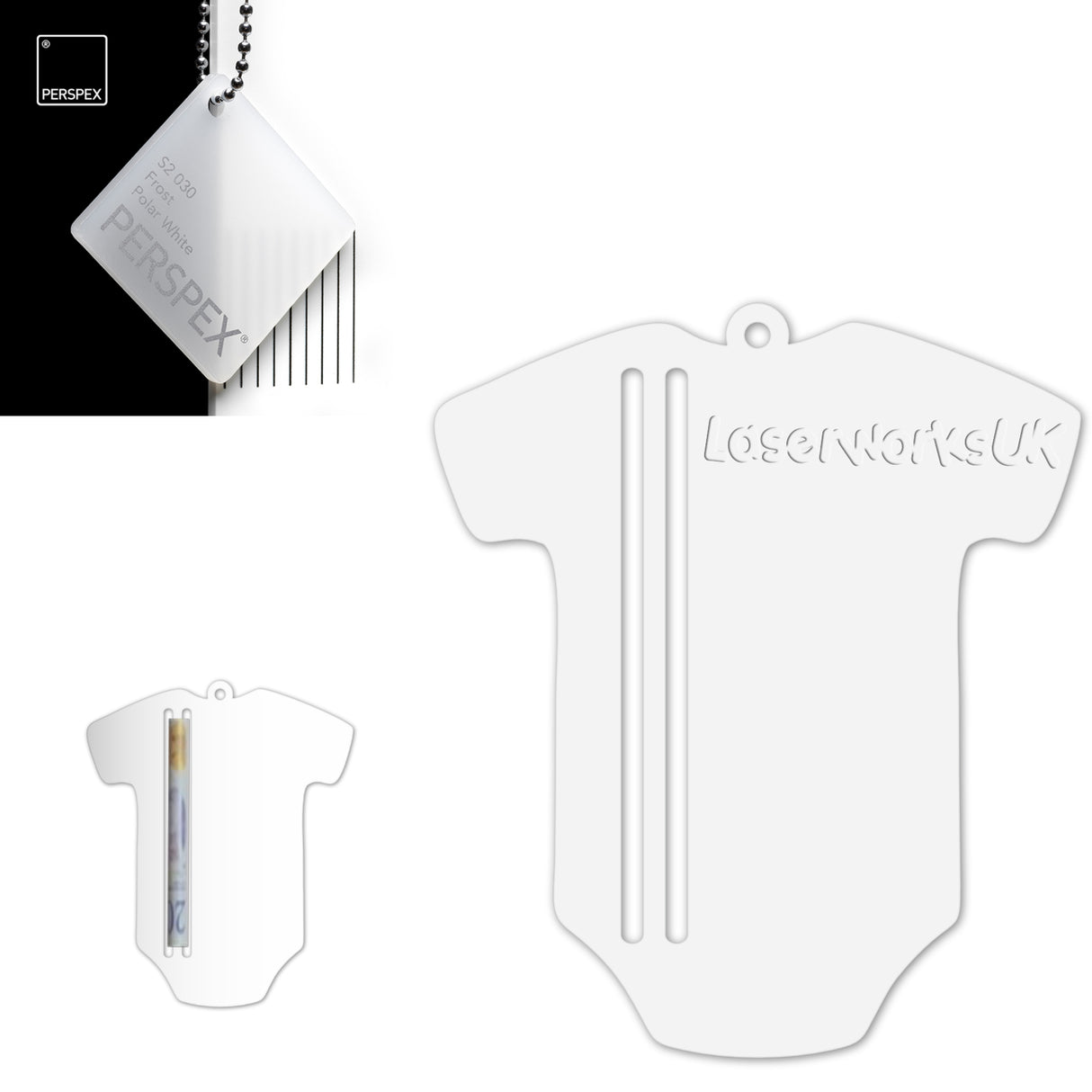 Acrylic Baby Vest - Bodysuit Money Holder Blanks (Pack of 5) - Laserworksuk