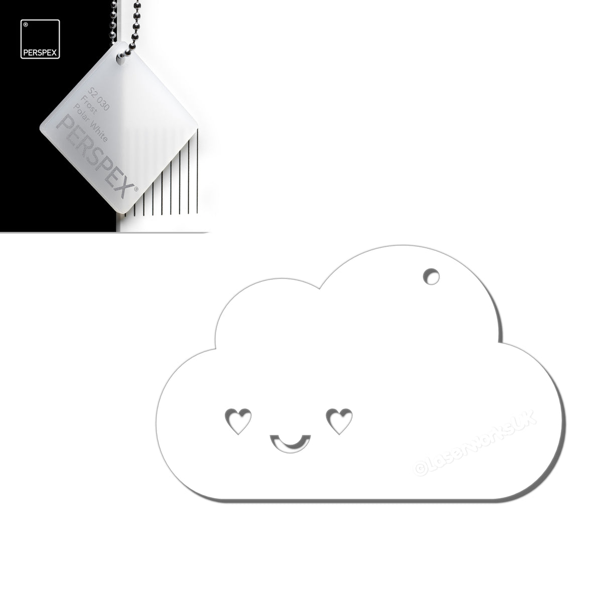 Custom Kawaii Happy Cloud Acrylic Keyring – 40+ Colours Available
