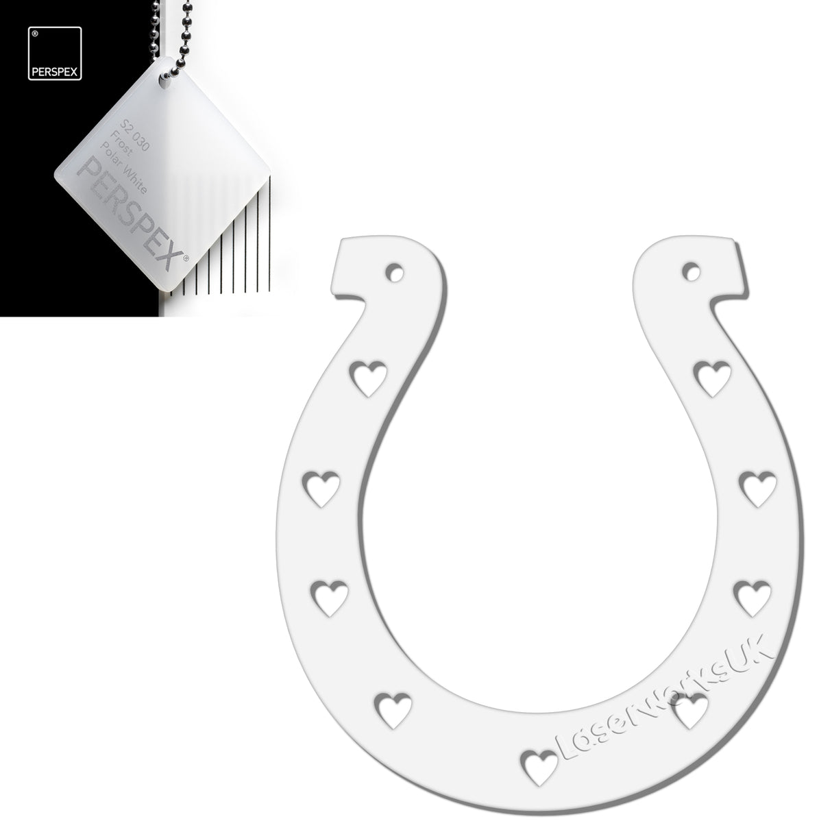 Acrylic Wedding Horseshoe With Hearts Cut Out Border - Laserworksuk