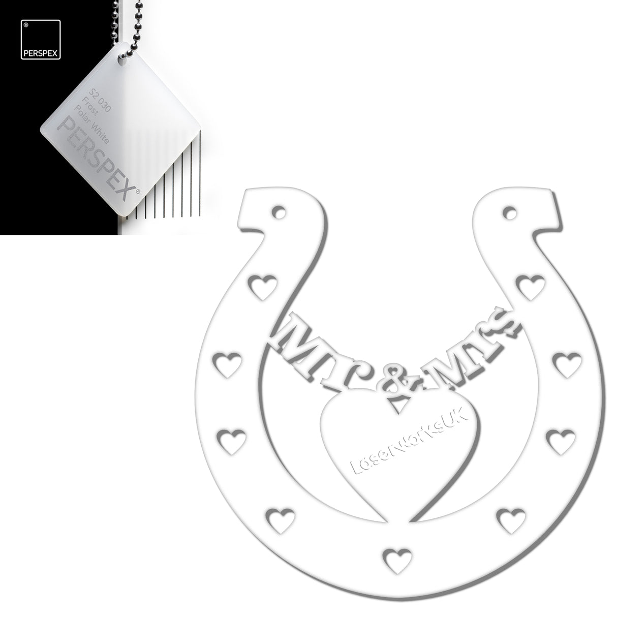Acrylic Mr & Mrs Horseshoe Blanks - Laserworksuk
