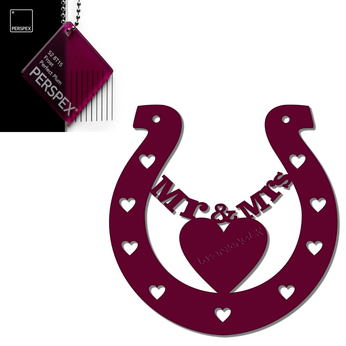 Acrylic Mr & Mrs Horseshoe Blanks - Laserworksuk