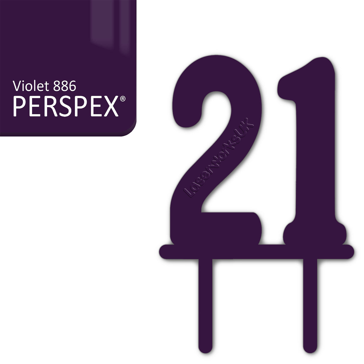 Acrylic Number Twenty One Cake Topper - Laserworksuk