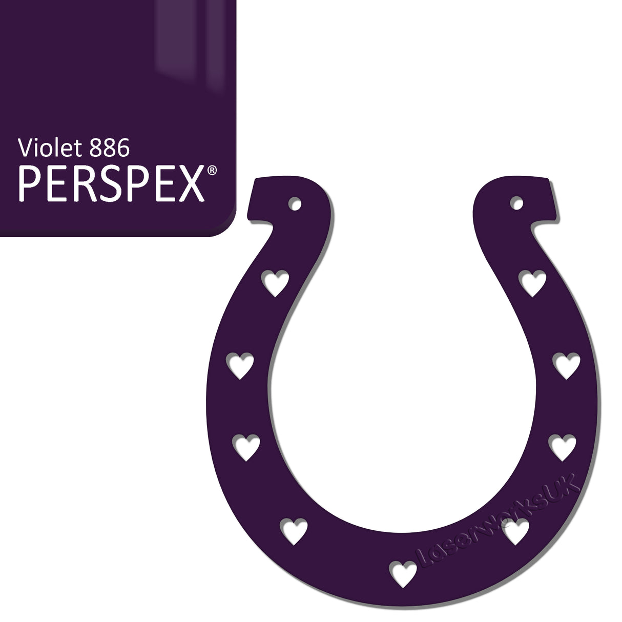 Acrylic Wedding Horseshoe With Hearts Cut Out Border - Laserworksuk