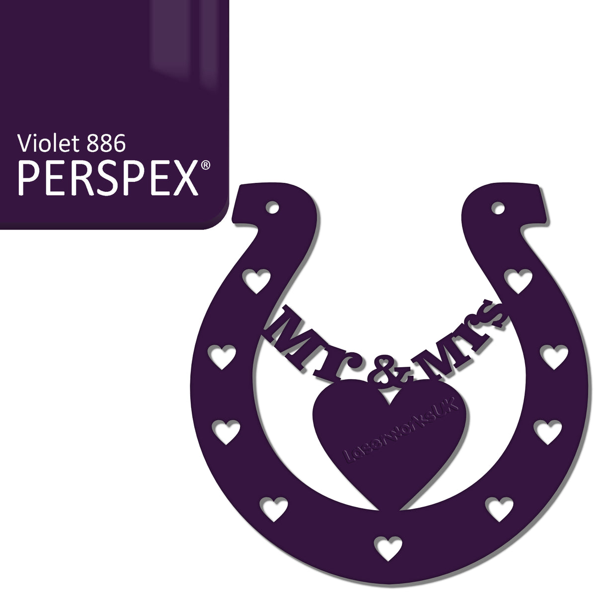 Acrylic Mr & Mrs Horseshoe Blanks - Laserworksuk