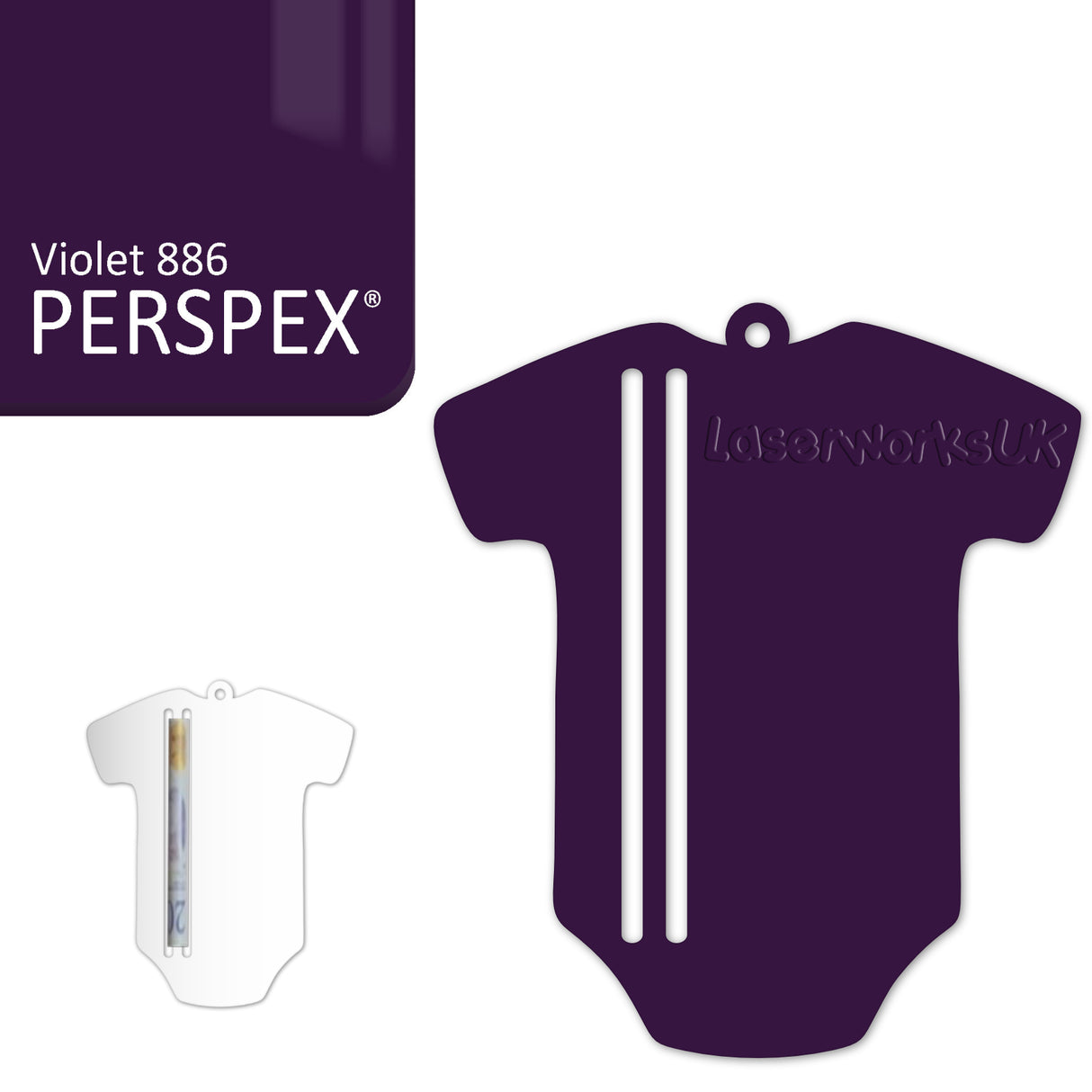 Acrylic Baby Vest - Bodysuit Money Holder Blanks (Pack of 5) - Laserworksuk