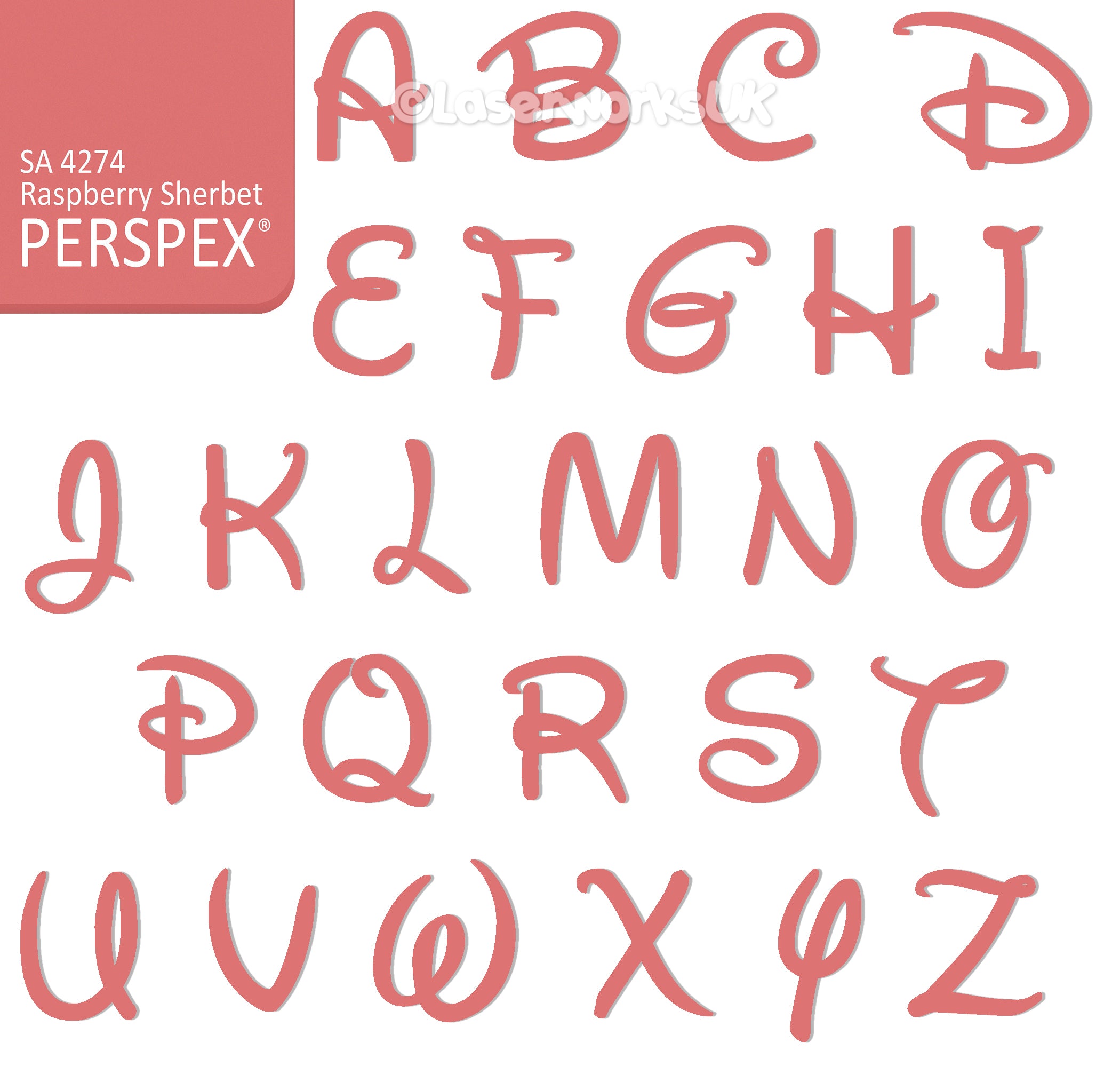 Acrylic Letters - 4cm High - Disney Font Perspex Letters & Numbers - 40 Colours - Laserworksuk
