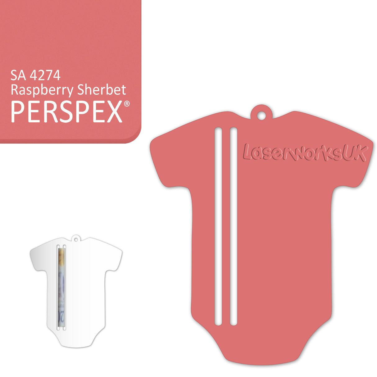 Acrylic Baby Vest - Bodysuit Money Holder Blanks (Pack of 5) - Laserworksuk