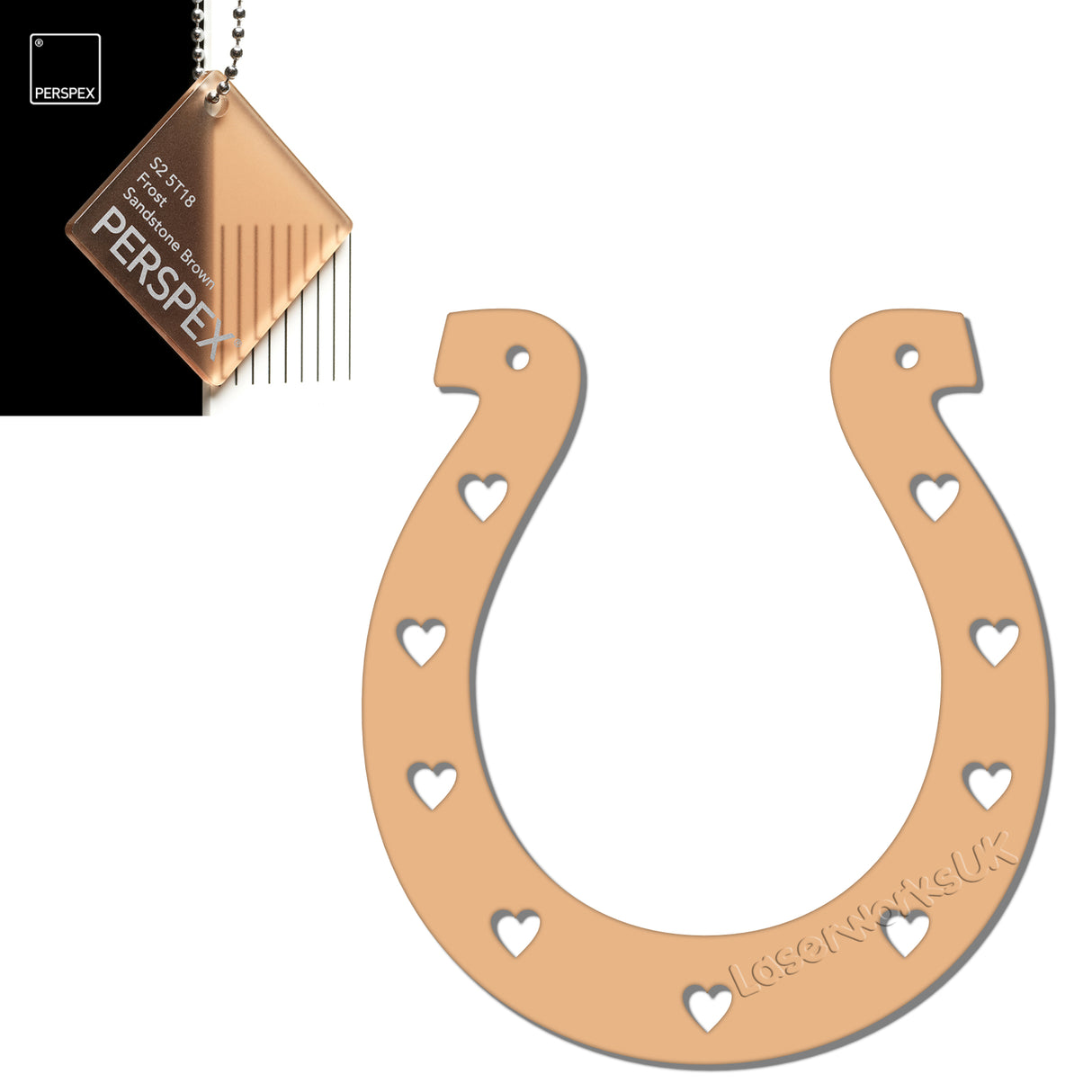 Acrylic Wedding Horseshoe With Hearts Cut Out Border - Laserworksuk