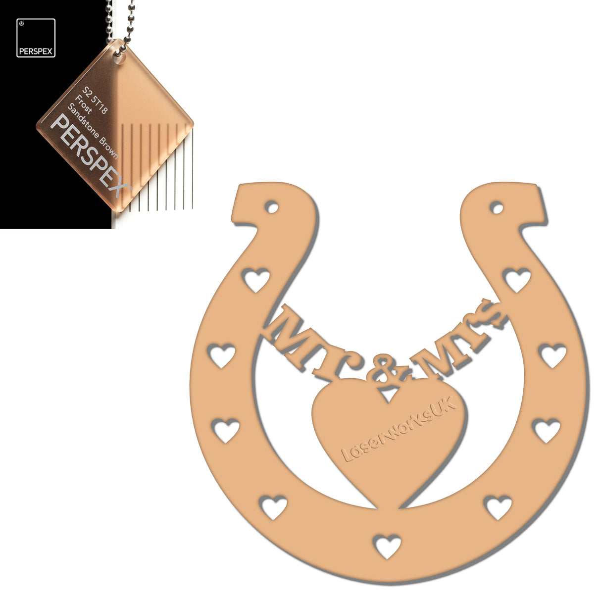 Acrylic Mr & Mrs Horseshoe Blanks - Laserworksuk