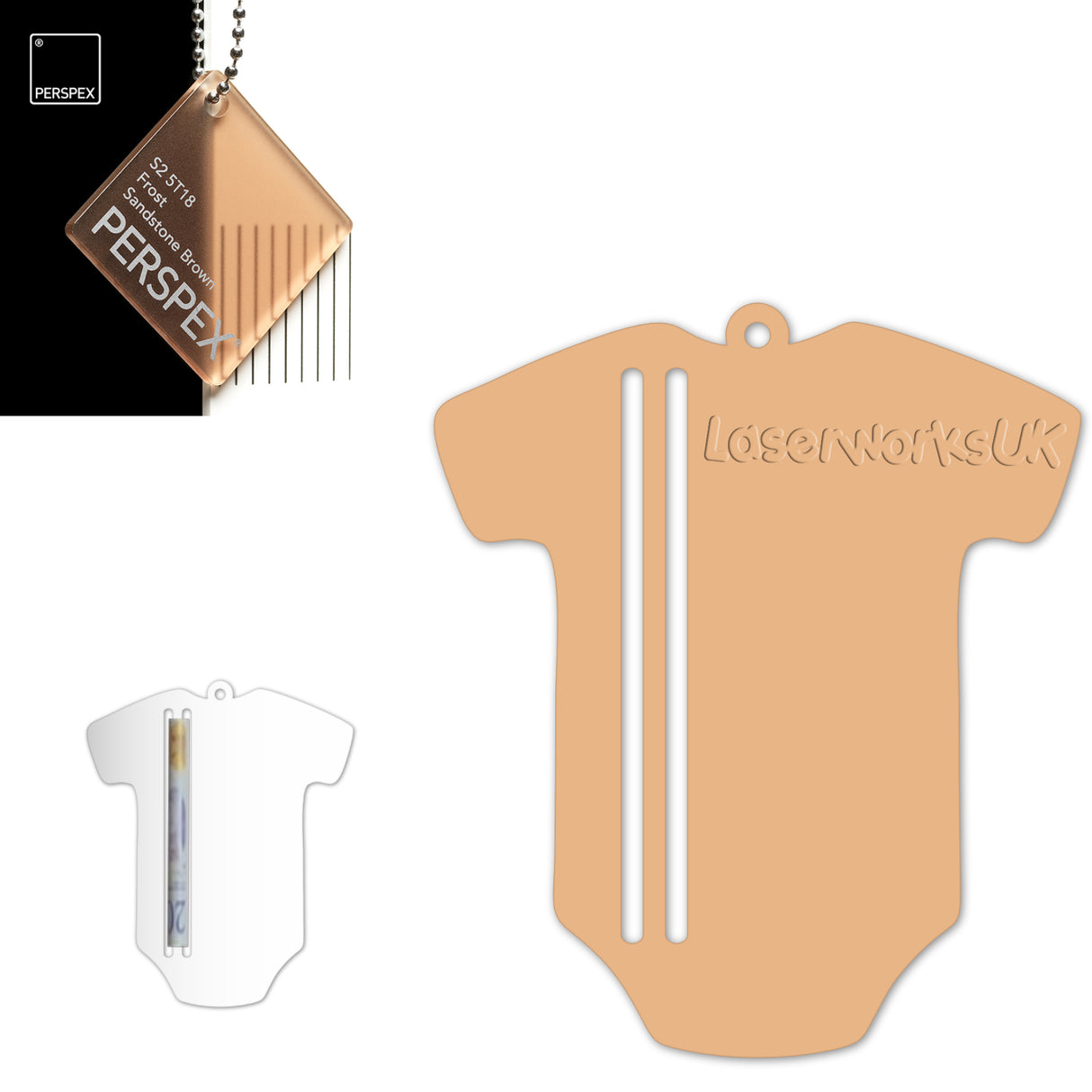 Acrylic Baby Vest - Bodysuit Money Holder Blanks (Pack of 5) - Laserworksuk