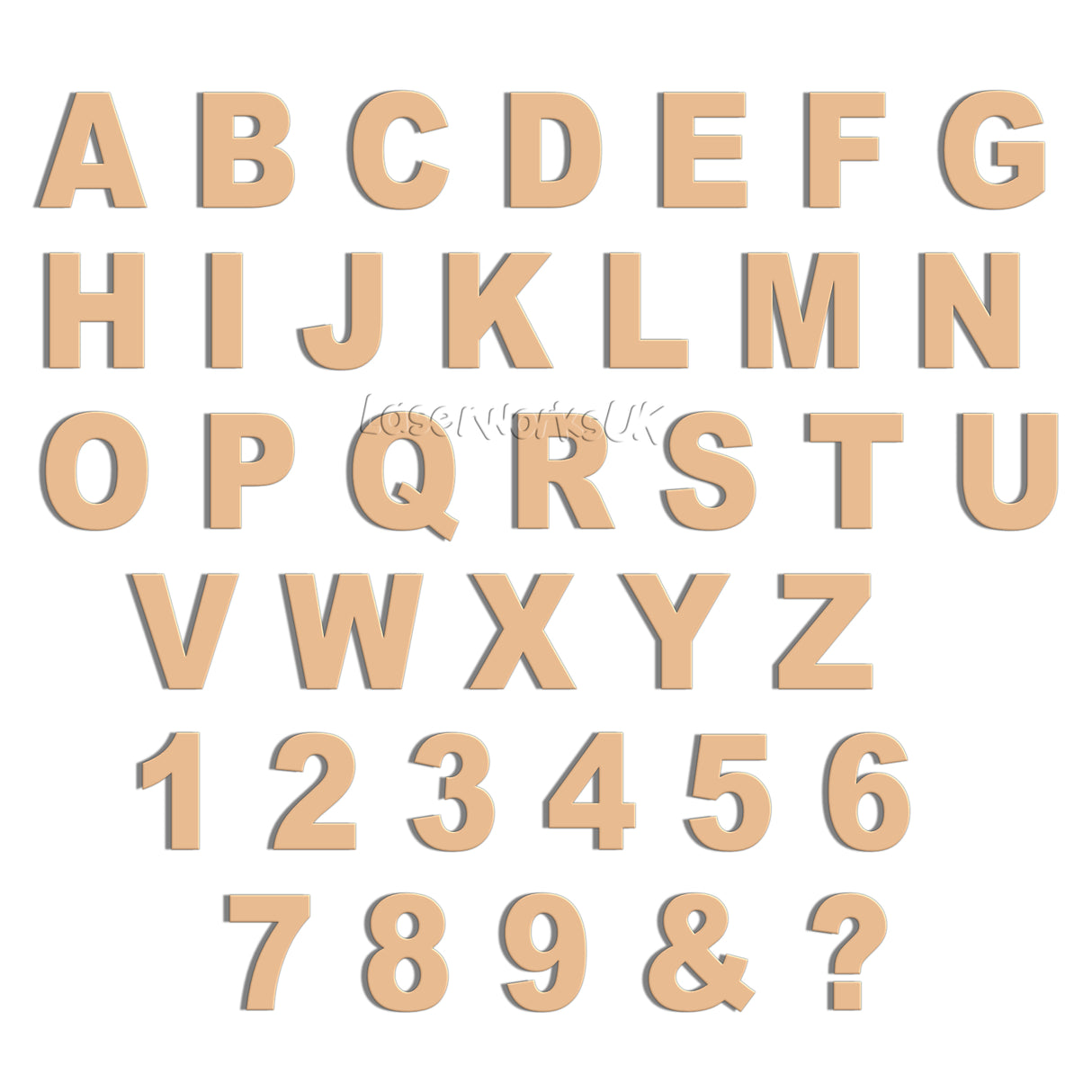 Ariel Bold 10cm Acrylic Letters & Numbers - 40 Different Colours - Laserworksuk