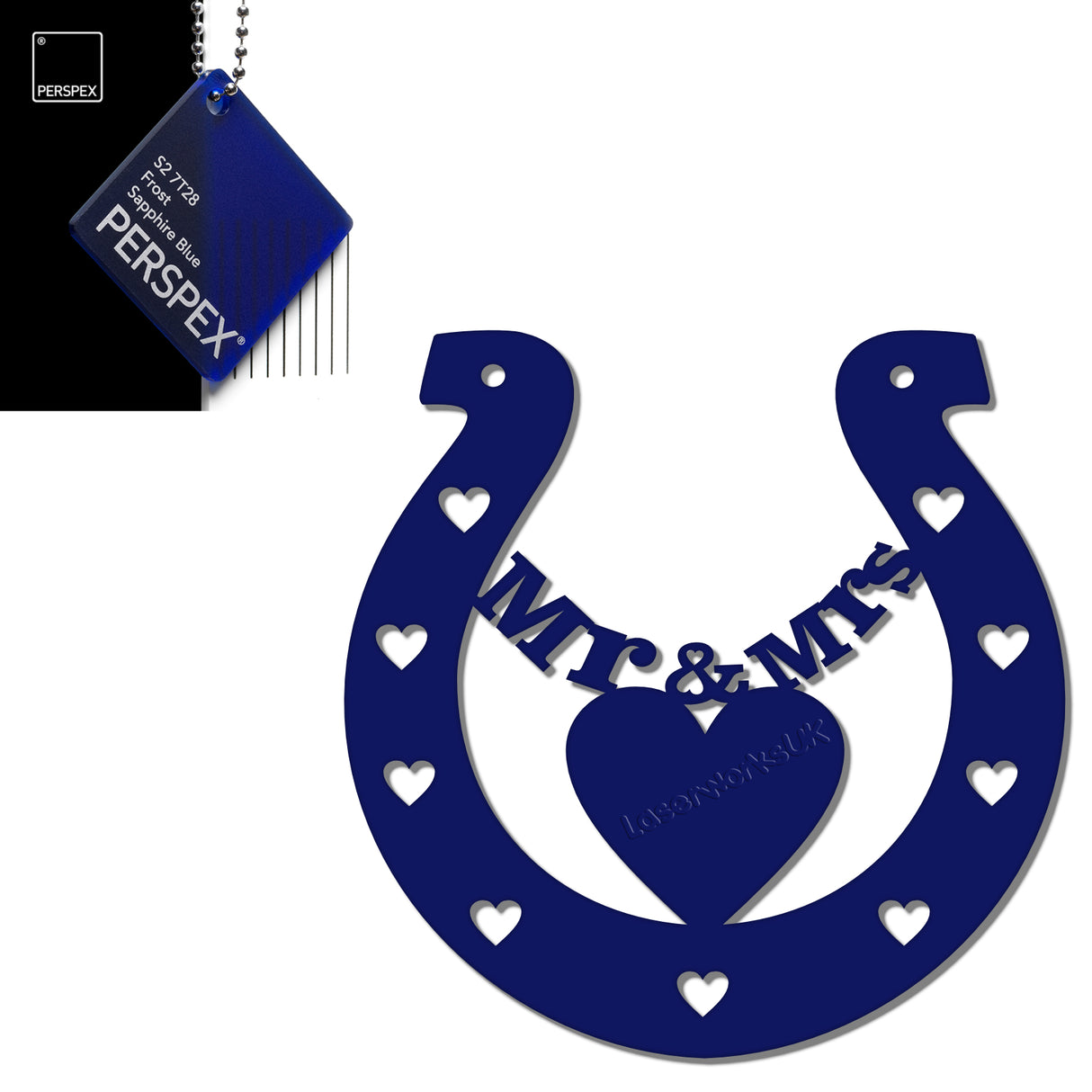 Acrylic Mr & Mrs Horseshoe Blanks - Laserworksuk